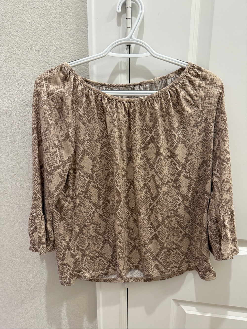 Michael Kors Beige & Brown Snake-Print Blouse